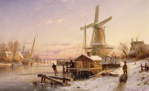 Scena Invernale con un Mulino a Vento